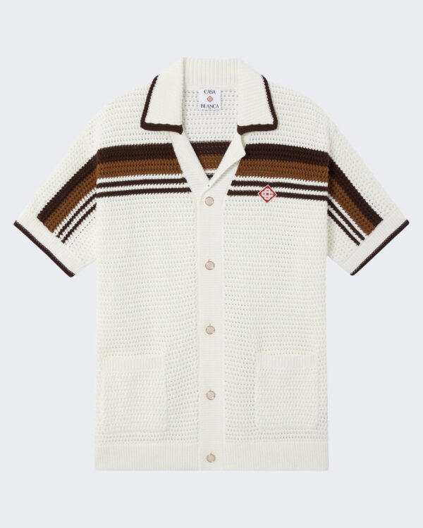 Men’s Crochet Short Sleeve Shirt White