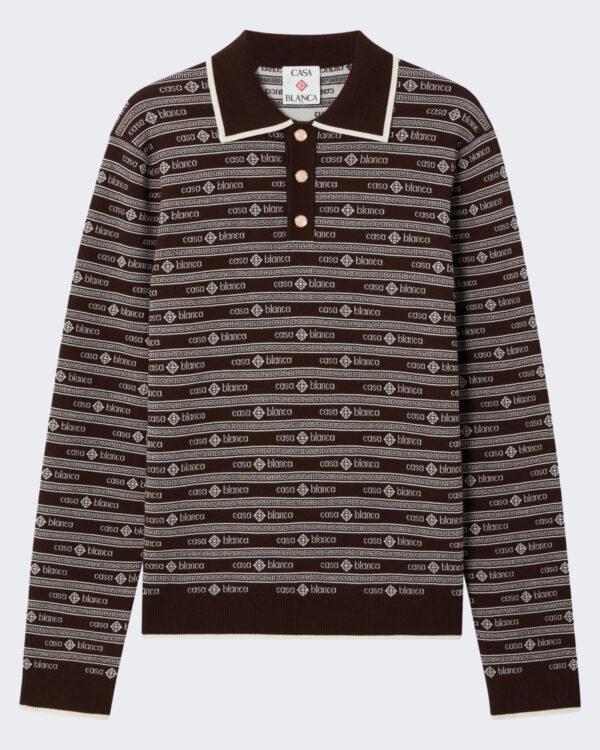 Men’s Wordmark Long Sleeve Polo Brown
