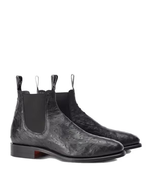 Craftsman Boot — Black Ostrich Leather