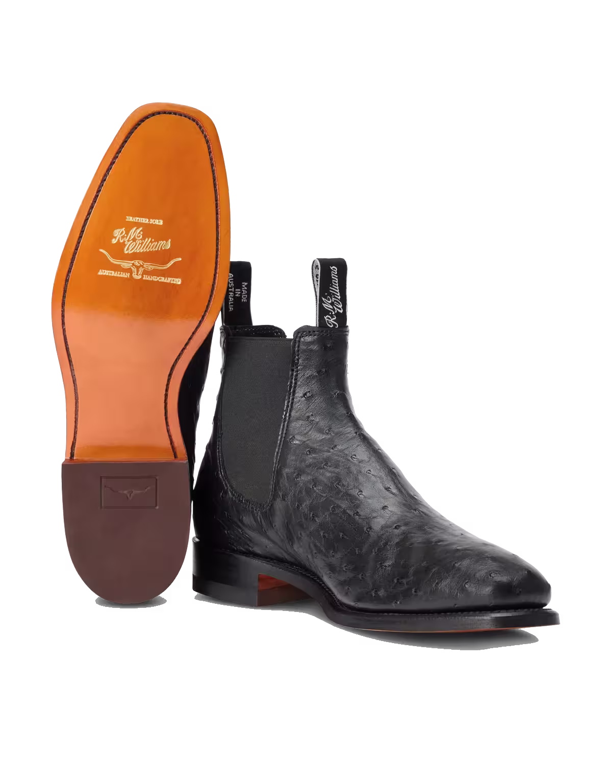 Craftsman Boot — Black Ostrich Leather