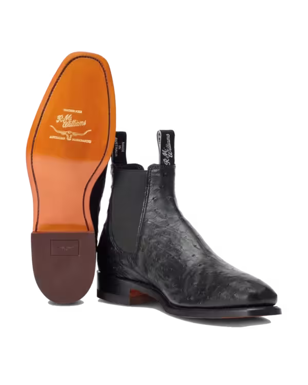 Craftsman Boot — Black Ostrich Leather