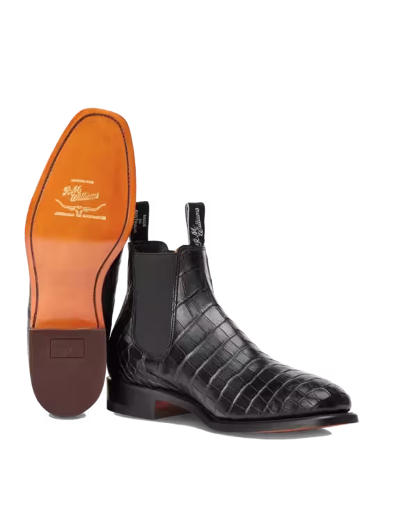 Craftsman Boot — Black Crocodile Leather