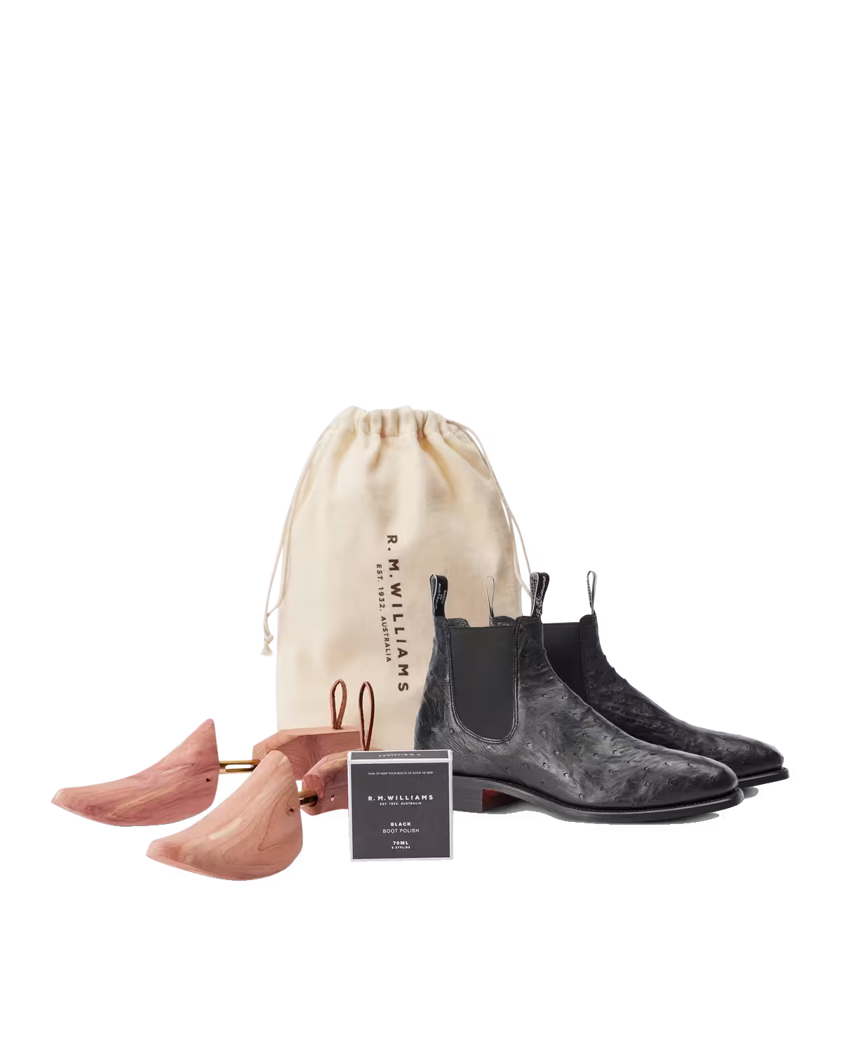 Craftsman Boot — Black Ostrich Leather