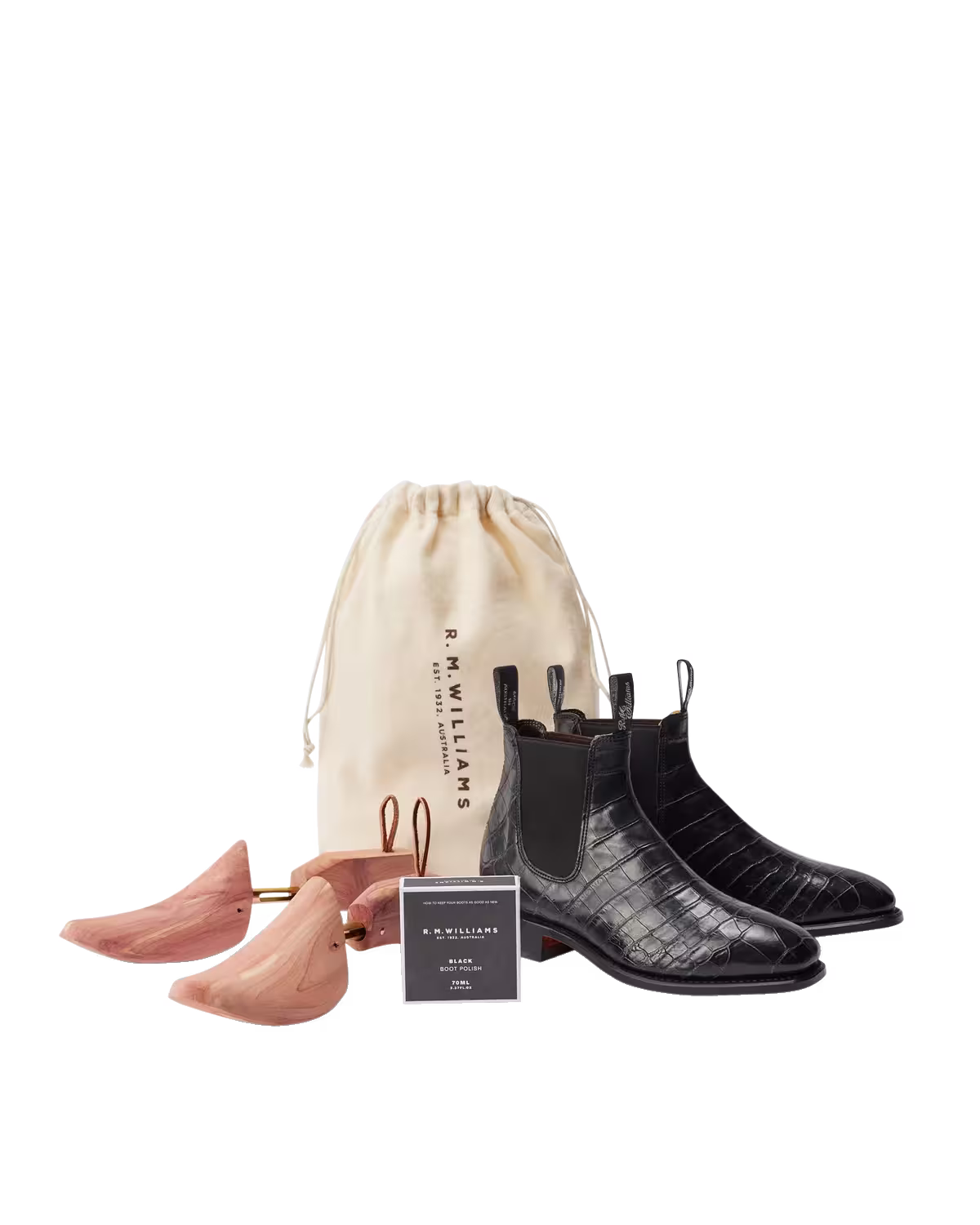 Craftsman Boot — Black Crocodile Leather