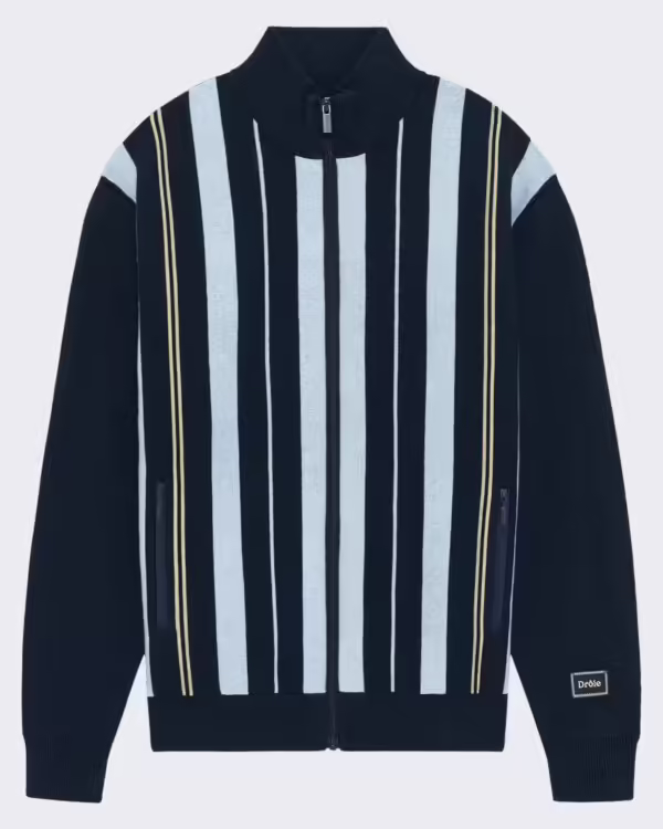Men’s Striped Zipped Knit Jacket Blue