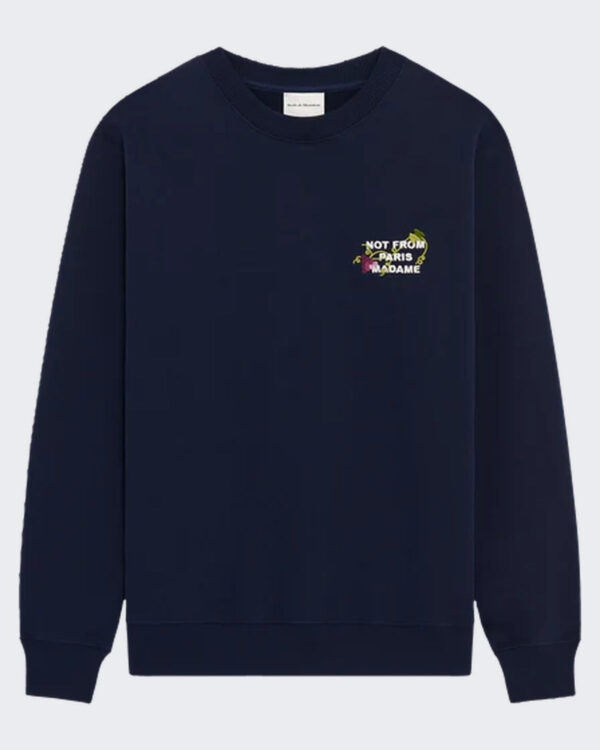 Drole De Monsieur Men’s Vine Embroidered Slogan Sweatshirt Blue