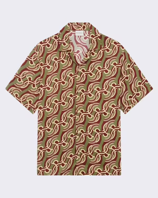 Men’s Viscose Chain Link Monogram Shirt Black