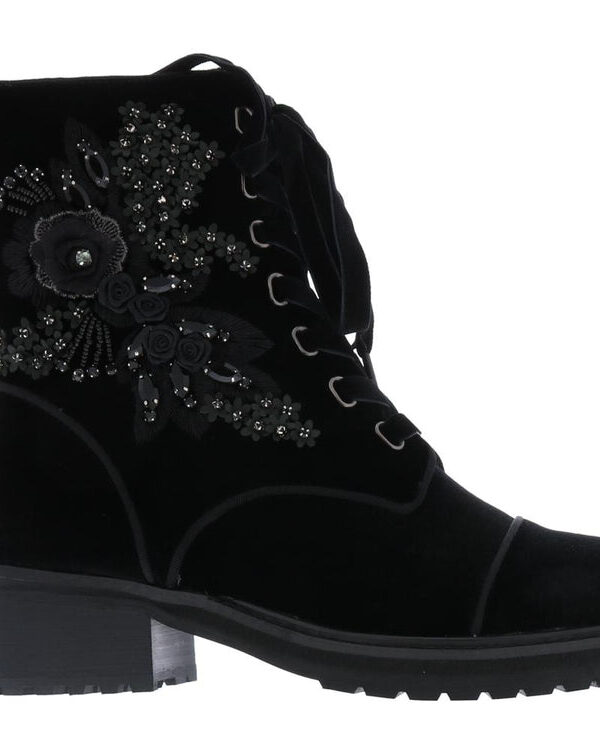 Paris Punk Women’s Strass Velvet enkellaarsjes