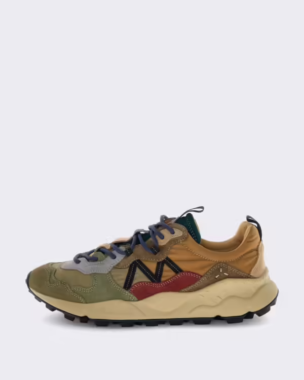 Men’s Leren sneaker met suède details Brown