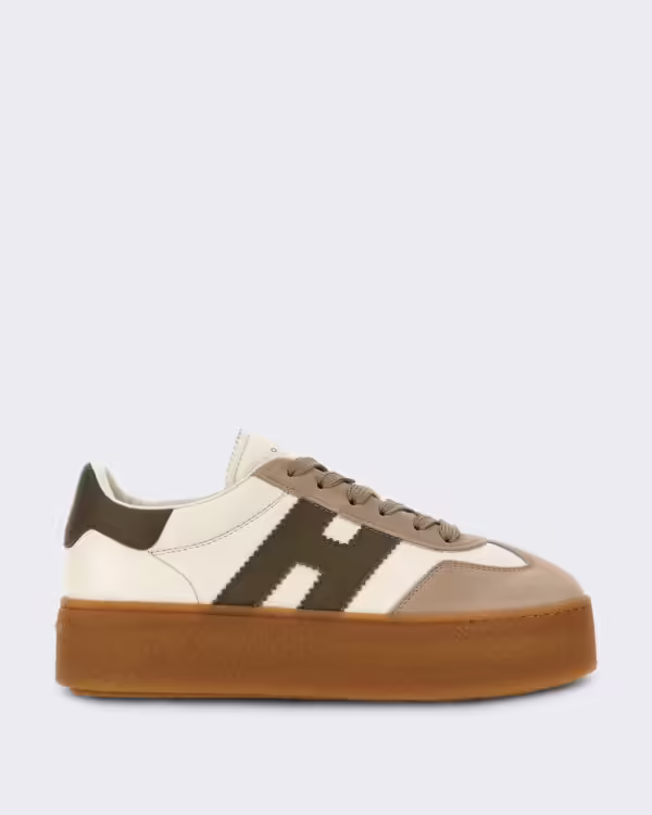 Women’s Leren sneaker met vetersluiting White