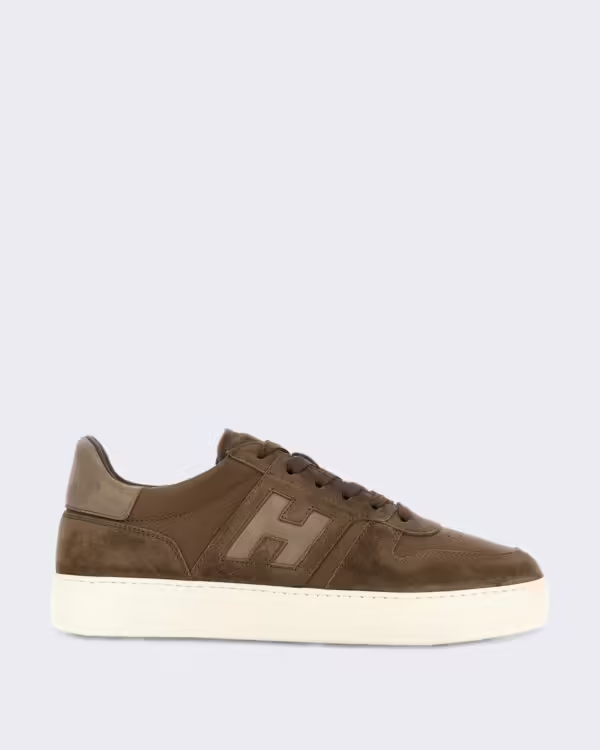 Men’s Sneaker met vetersluiting en H-band detail Brown