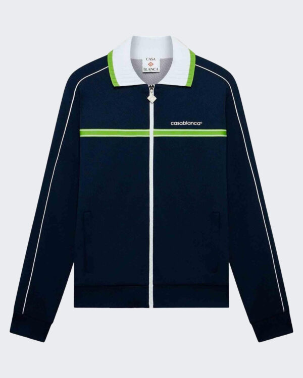 Casablanca Men’s Round Pique Track Jack Blue Jacket