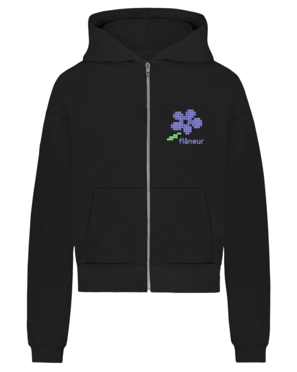 Men’s Pixel Flower Zip-Up Black