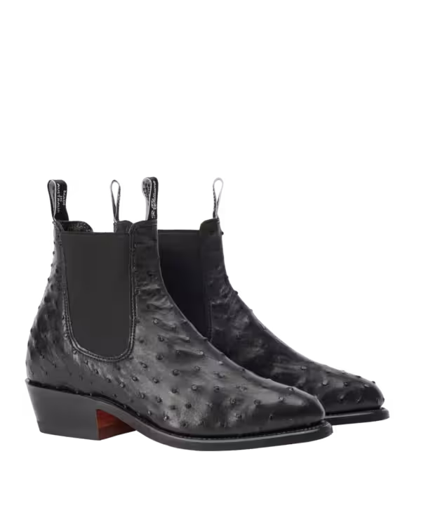 Lady Yearling Boot — Black Ostrich Leather