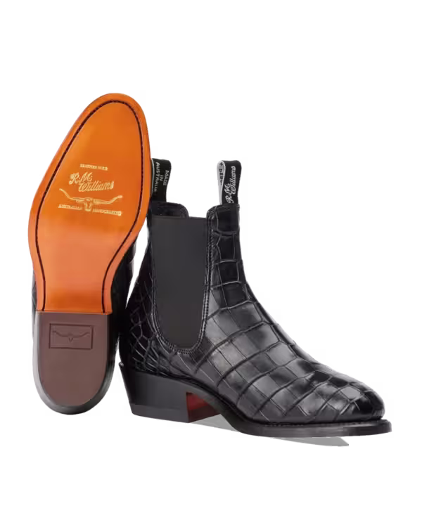Lady Yearling Boot — Black Crocodile Leather