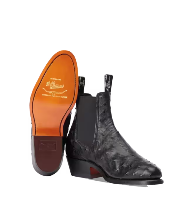 Lady Yearling Boot — Black Ostrich Leather