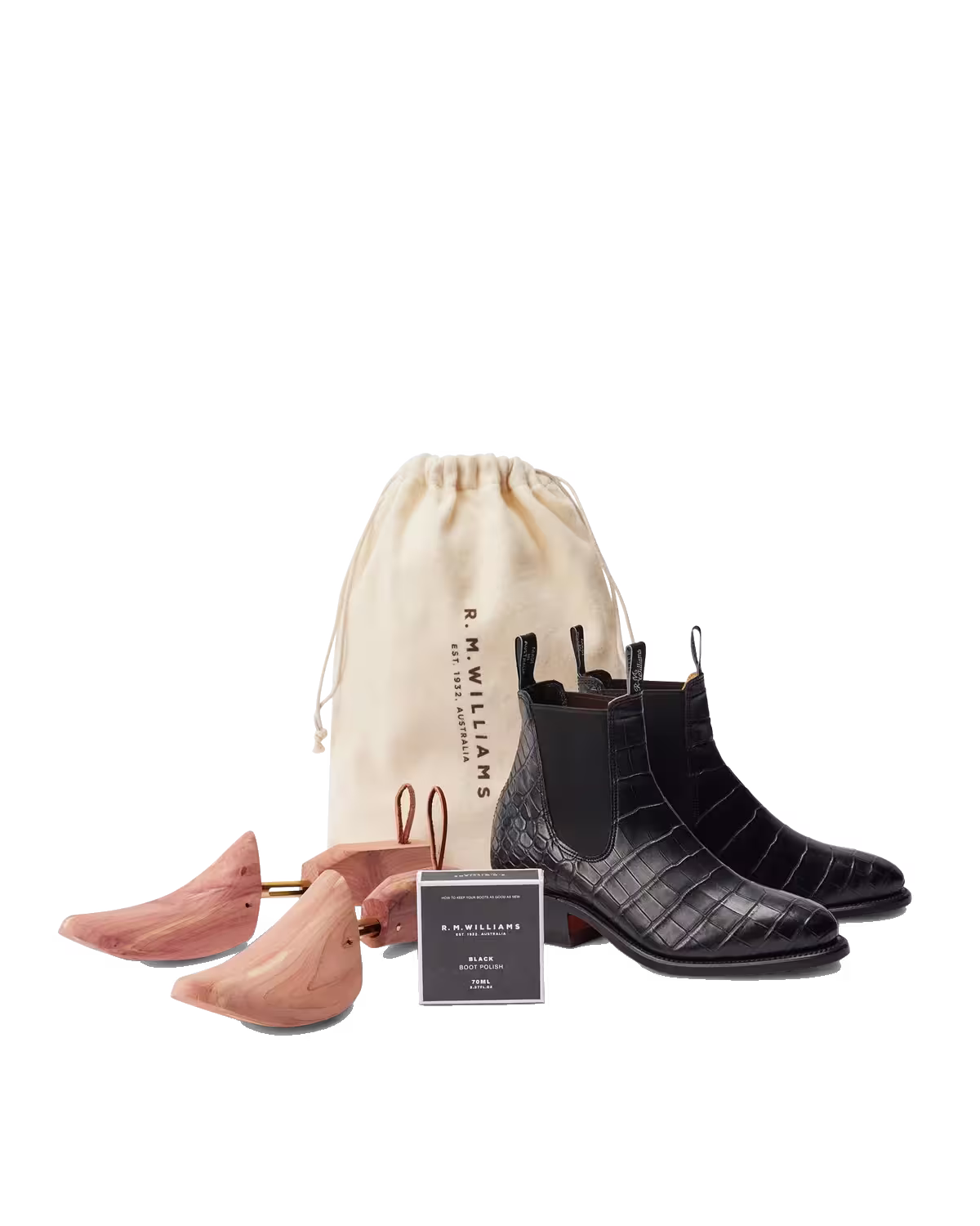 Lady Yearling Boot — Black Crocodile Leather