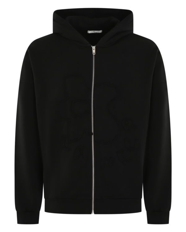 Men’s Blossom Patches Zip-Up Black