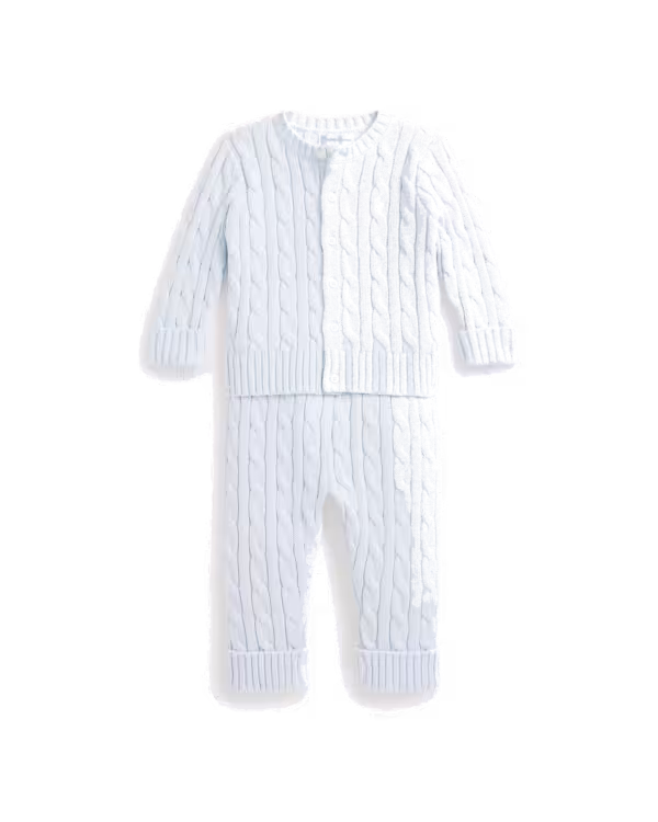 Cable-Knit Cotton Cardigan & Pant Set (Nb-24 Months)