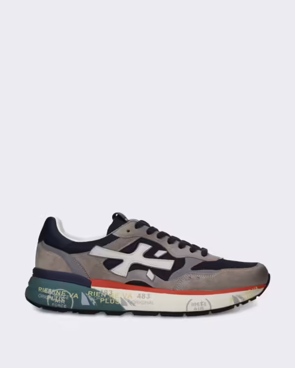 Men’s Sneaker met blauw grijs en rood colourblok