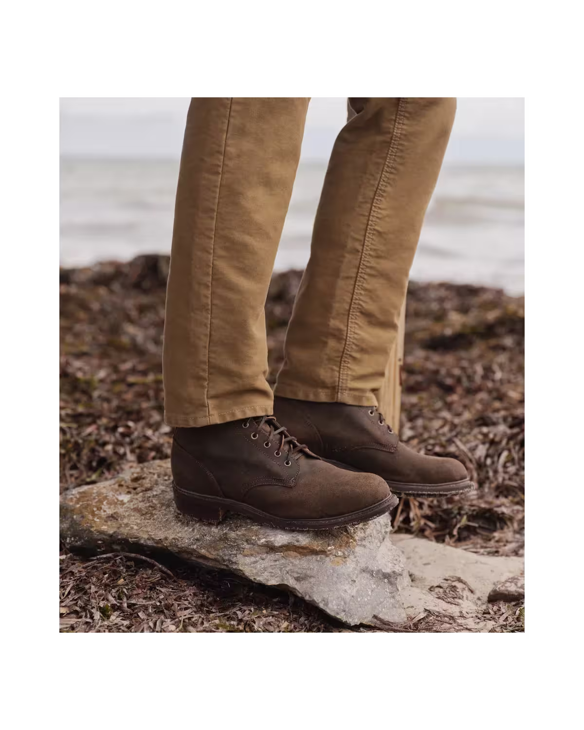 Rigger Commando Boot — Stone Waxed Suede