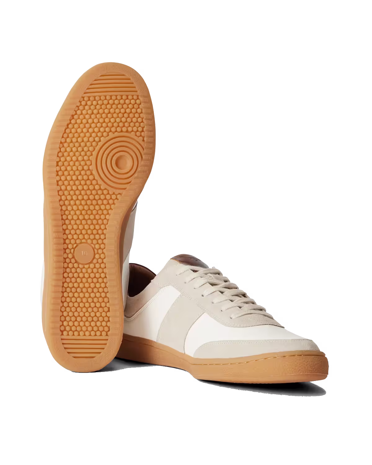 Sandbar Sneaker — White/Tan Pebbled Grain Suede & Pull-Up Leather