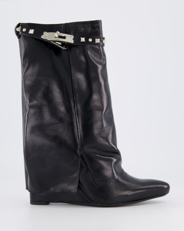 Women’s Studded Shiny Leather Wedge