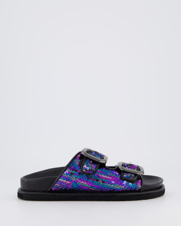Women’s Buckle Slipper Black/Rainbow