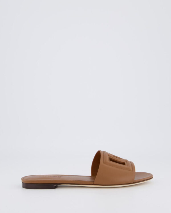 Women’s D&G Logo Flat Slides Brown