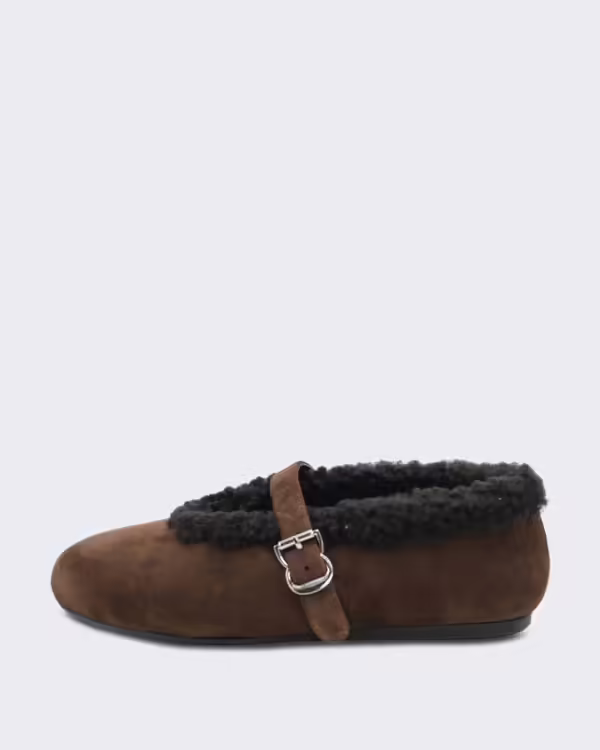 Women’s Ballerina's met gespdetail Brown