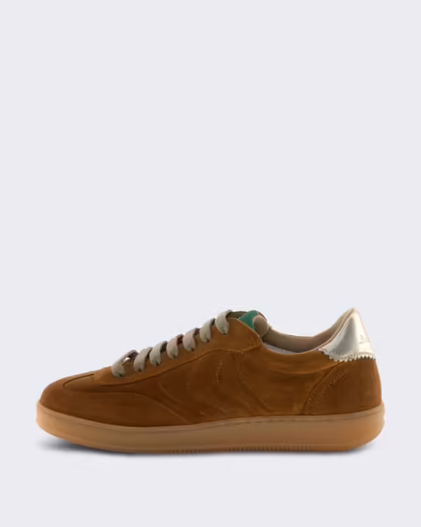 Women’s Leren sneaker met plateauzool Brown