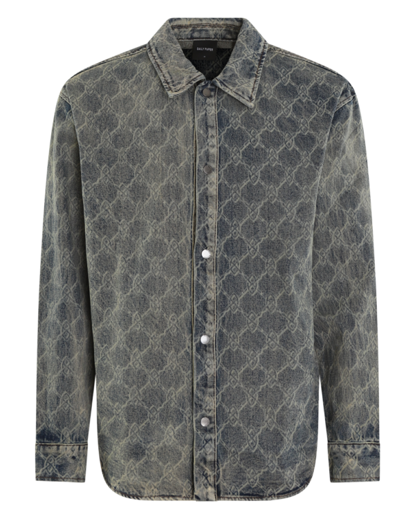 Men’s Shield Laser Denim Shirt Gray