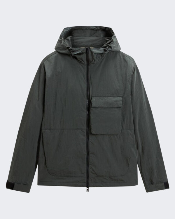 Men’s Shiny Nylon Hooded Jacket