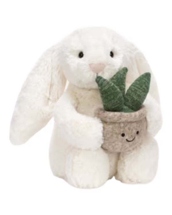 Jellycat Cream Bunny With Plant Soft Toy 31cm - image 1