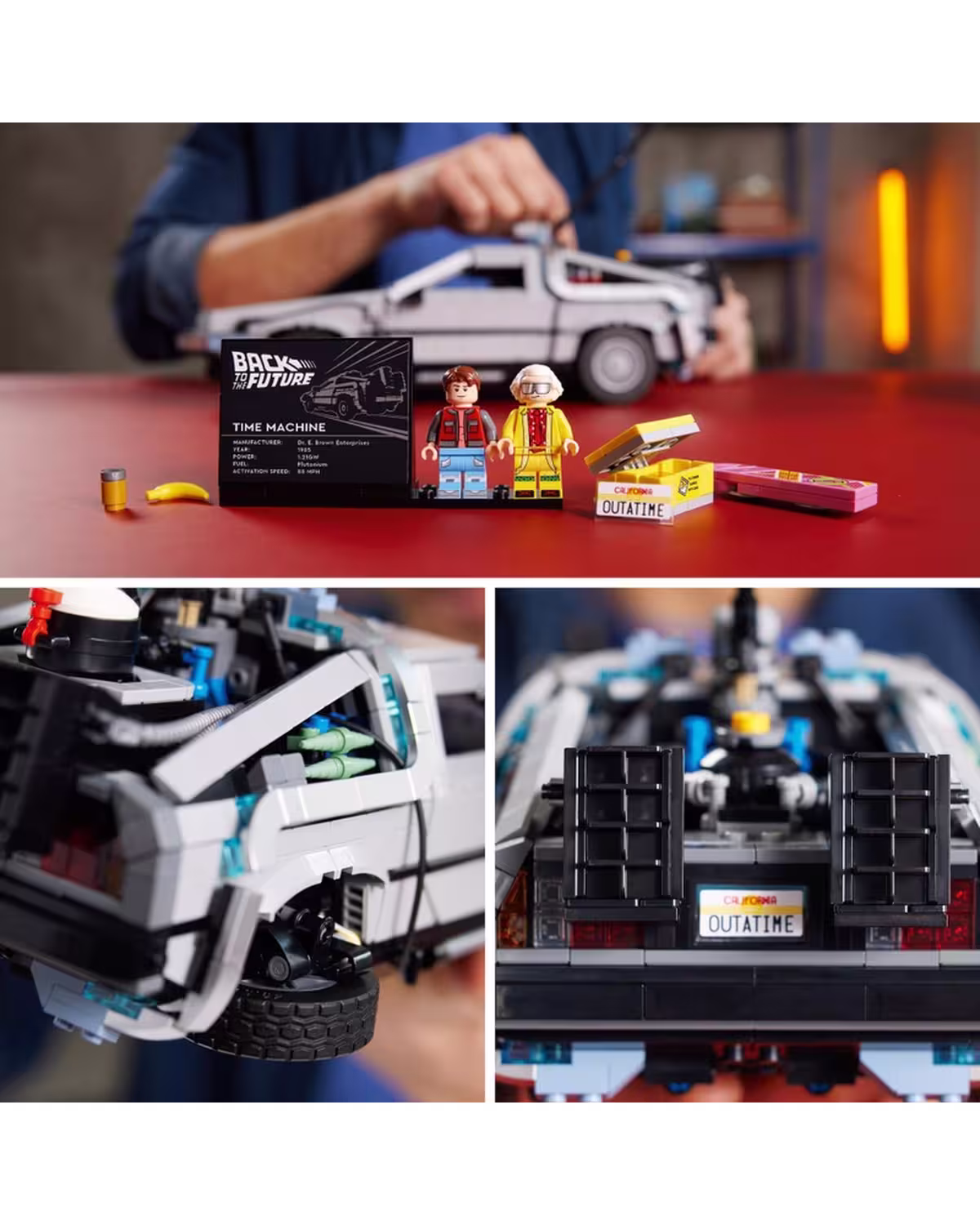 LEGO Icons 10300 Back to the Future Time Machine DeLorean Set for Adults view 5