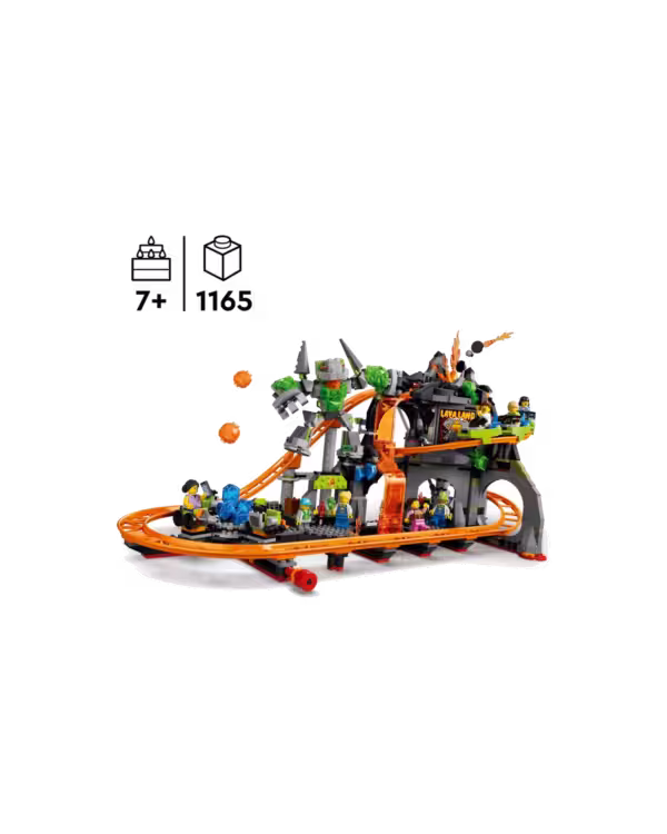 LEGO City 60501 Lava Land Roller Coaster Park Set studio view 2